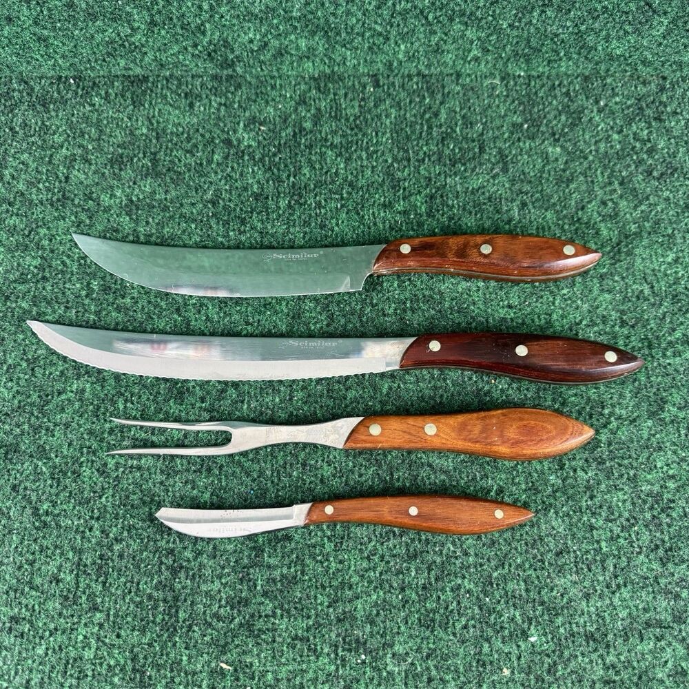 Set Of Scimitar Cutlery Chefs Knives/Utensils Wood Handle USA